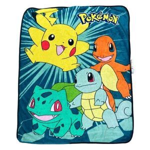 Pokemon Throw Blanket Pikachu Fleece Kids Plush Kids Northwest Branded 46x38"‎